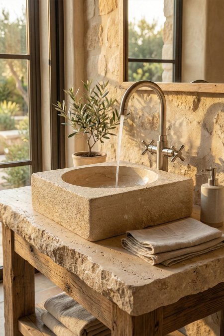 حوض حجر طبيعي – 43×43 سم